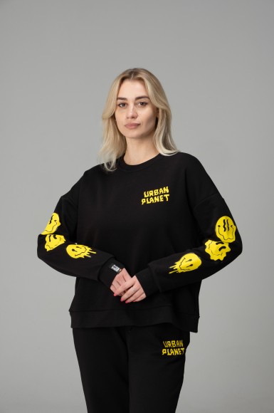 Woman’s sweatshirt Urban Planet Faces Cw Blk