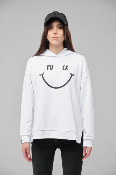 Woman’s hoodie Urban Planet Ovr Fuck Wht